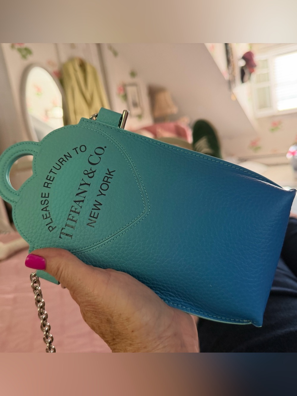 Tiffany & Co. Turquoise Leather Heart Crossbody Bag
